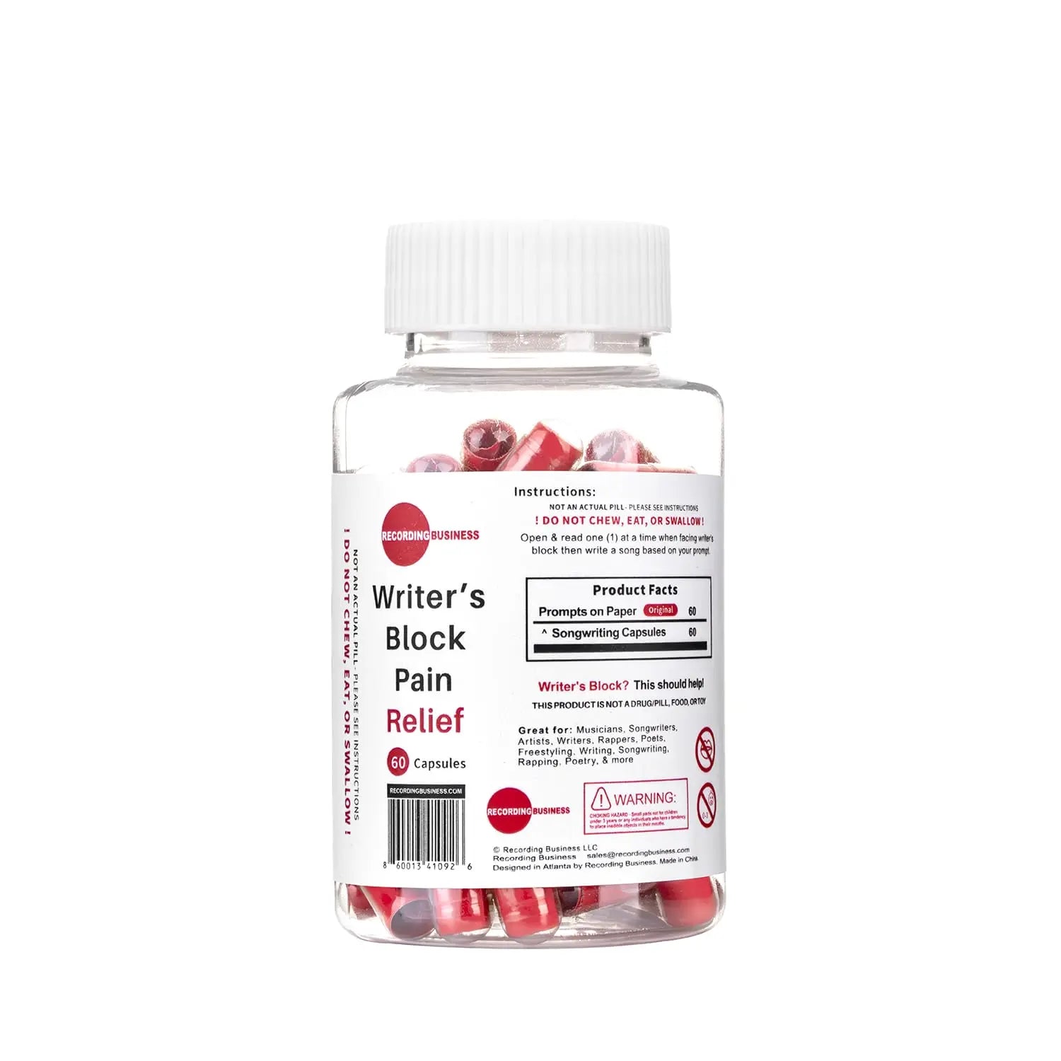 Recording Business Writer's Block Pain Relief (60 Original Songwriting Prompts in Capsules) for Artists/Musicians, Songwriters, & Poets Recording Business uk supplements