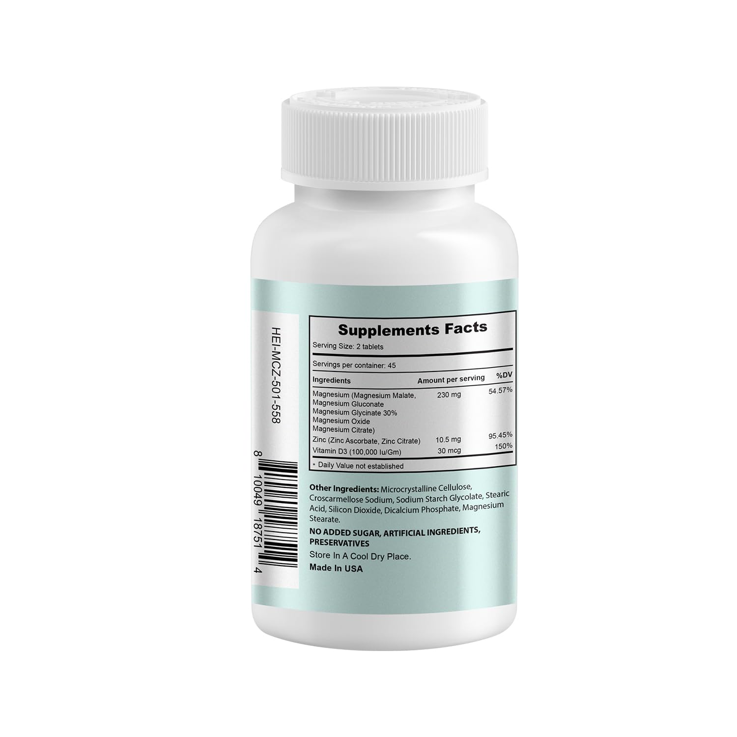 Heivy Magnesium Complex, Magnesium Glycinate, Citrate, Malate, Oxide, Gluconate with Zinc and Vitamin D3, Magnesium Supplement for Muscle, Nerve, Heart, Bone Support, High Absorption, 90 Tablets Heivy uk supplements