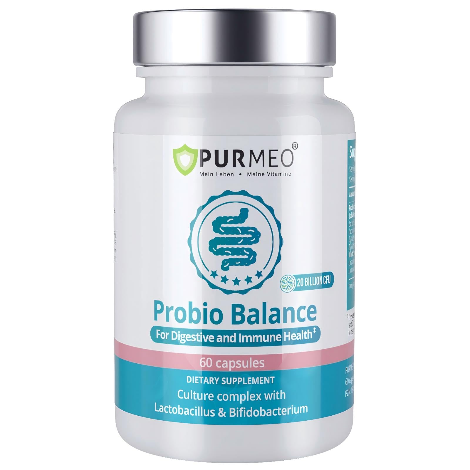 Digestive Probiotics 20X Lab4 Strains for Gut & Immune Health, Pro Formula for Men & Women, Probiotic Capsules Support Diarrhea, Bloating and Gas, Shelf Stable, Vegan, Gluten Free, 60 Days Supply purmeo uk supplements