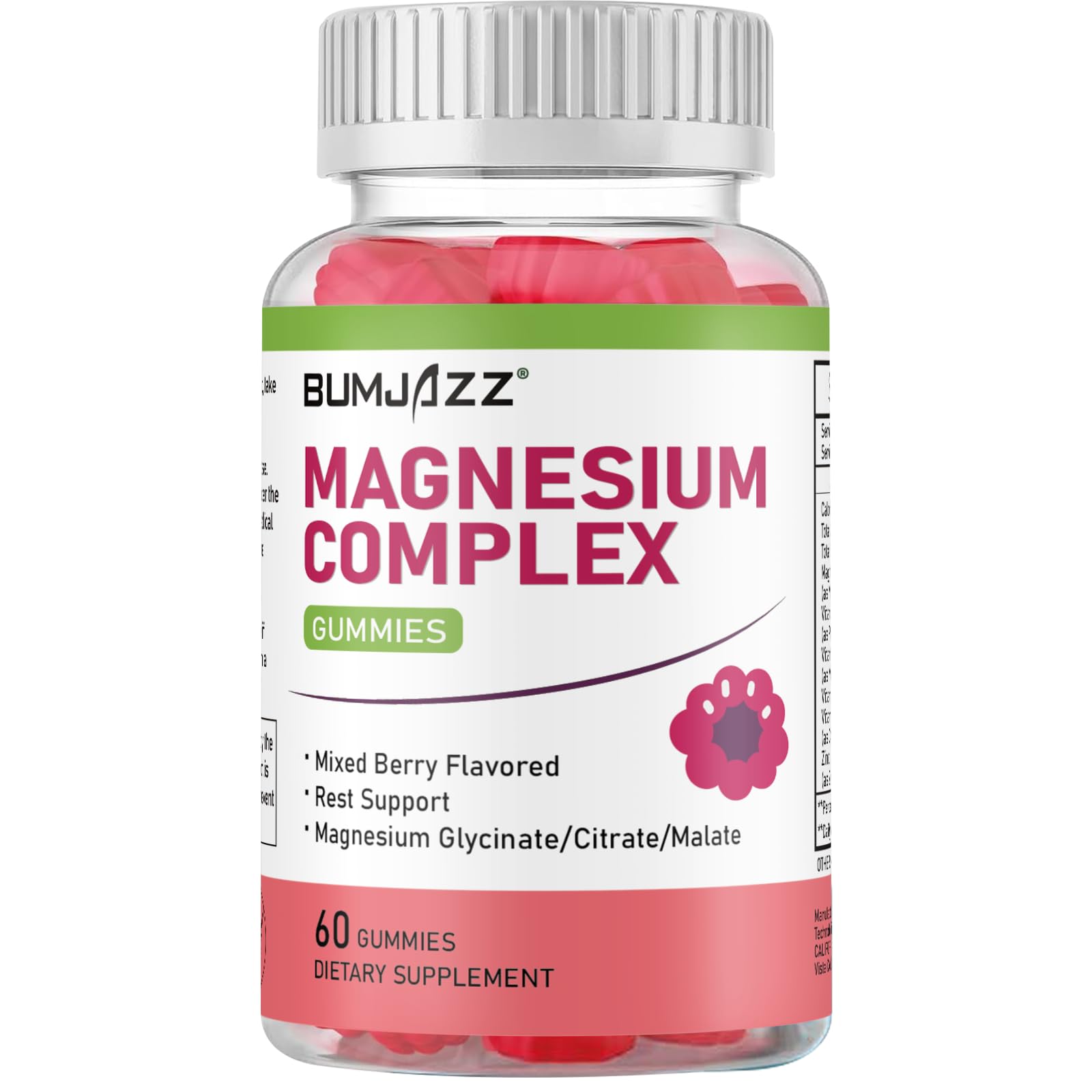 Magnesium Complex Gummies 800mg - 60 Counts Magnesium Glycinate&Citrate&Malate Gummy for Rest Muscle Function Bumjazz uk supplements