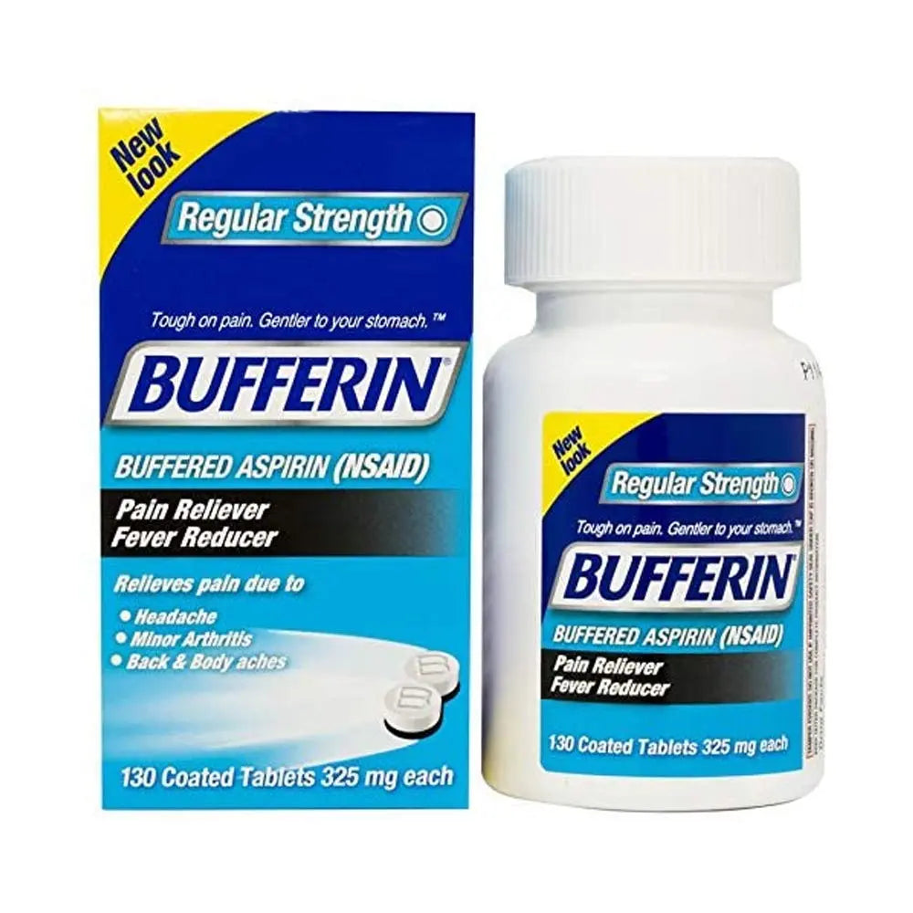 Bufferin Buffered Aspirin (NSAID) Coated Tablets Pain Reliever/Fever Reducer 130 ea (Pack of 3) Bufferin uk supplements