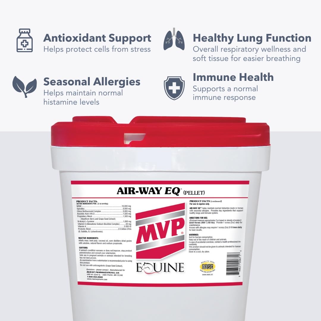 MVP Air-Way EQ Supports Healthy Lung Function and Seasonal Allergy Support in Horses, 5lb - 40 Servings MVP uk supplements