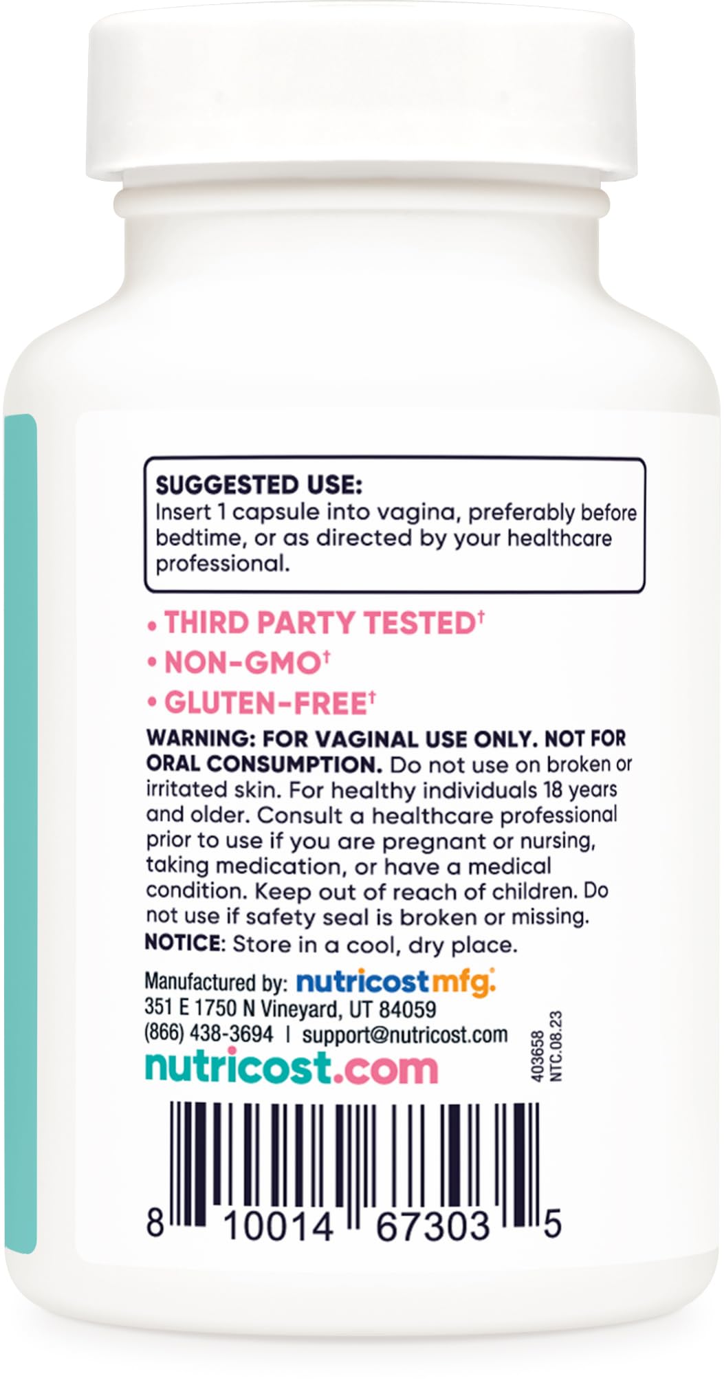 Nutricost Boric Acid 600mg, 30 Capsules - Vaginal Suppository - Non-GMO - for Women Nutricost uk supplements