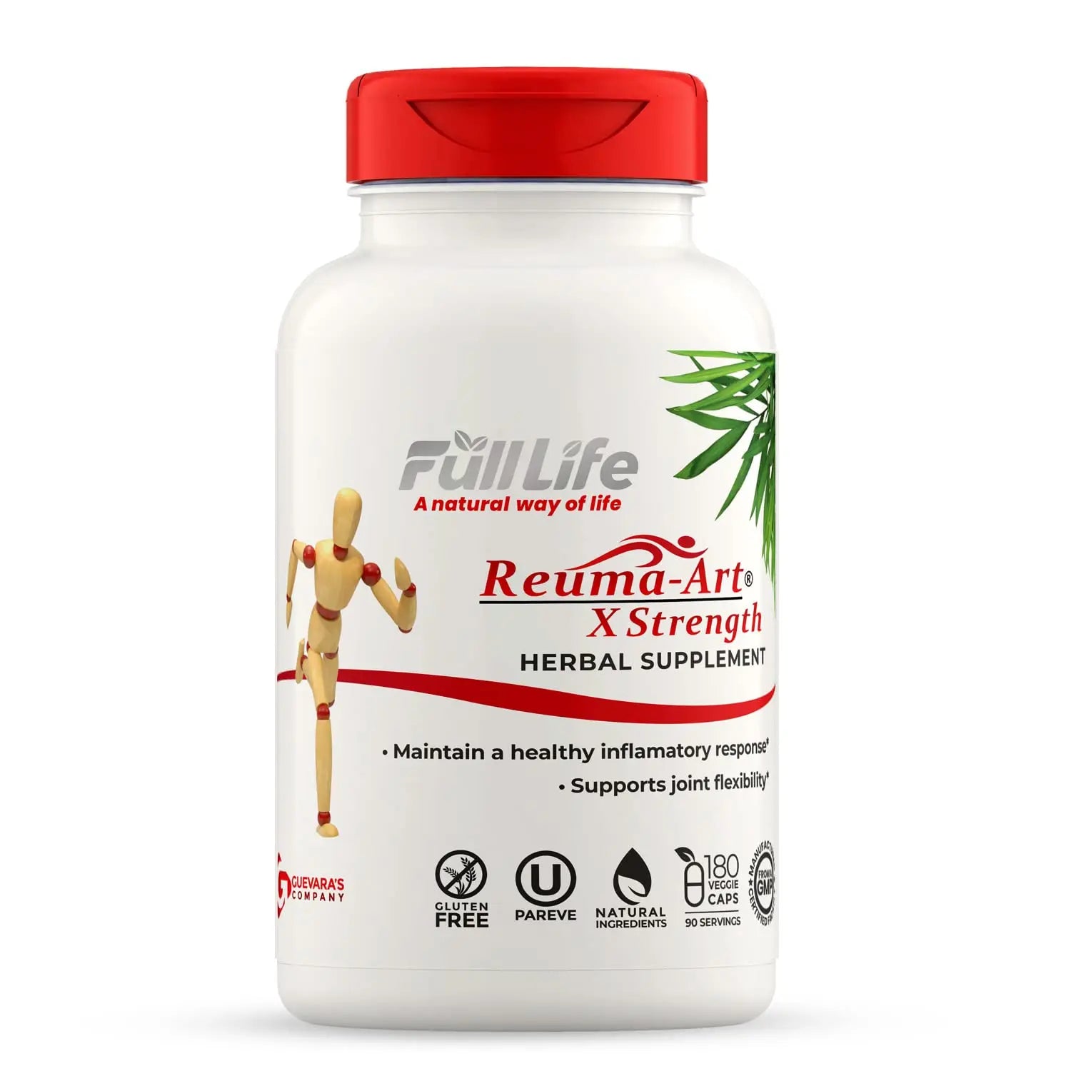 Full Life Reuma-Art X Strength – 400 mg Herbal Supplements - Supports Joint Flexibility – 180 Veggie Capsules Full Life uk supplements