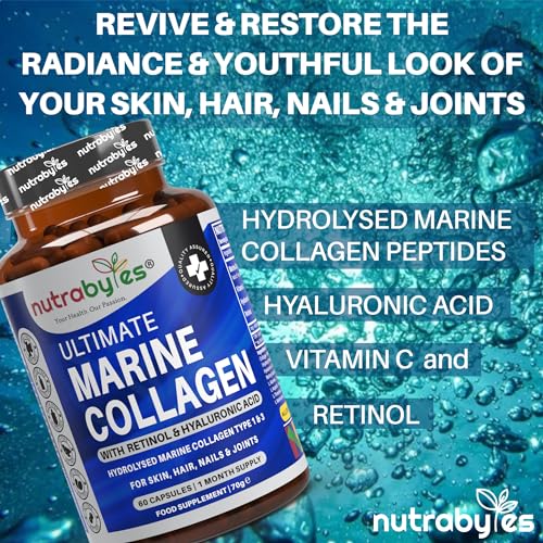 High Strength Marine Collagen with Hyaluronic Acid, Retinol and Vitamin C NUTRABYTES uk supplements