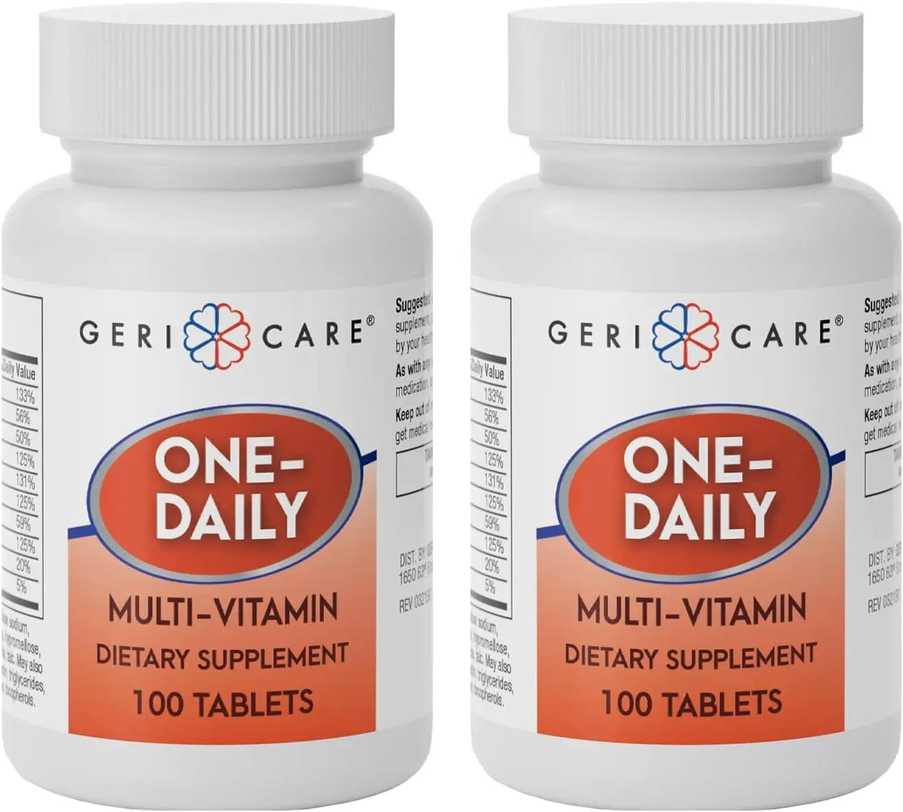 GeriCare One-Daily Multi-Vitamin Tablet, 100 Count Adult Multivitamin Supplement | Easy-to-Take Dietary Supplement with Vitamins A, C, D3, B, Calcium GeriCare uk supplements