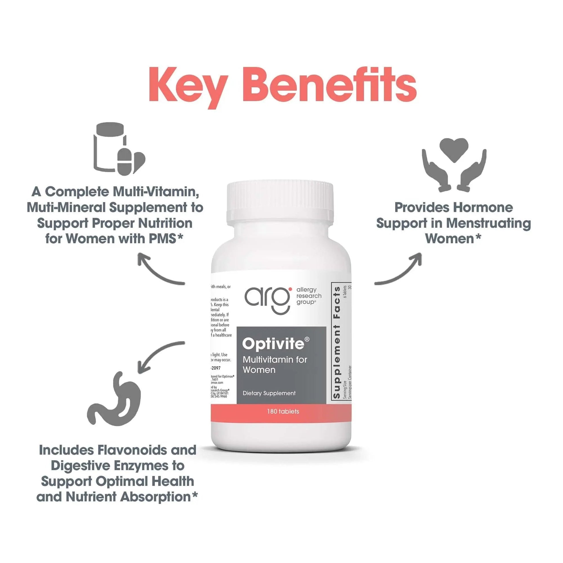 Optimox Optivite - PMS Support Supplement for Women, Period Multivitamin for Hormone Balance with Vitamin B6 & Iron, Hormone Support Vitamin - 180 Tablets Optimox uk supplements