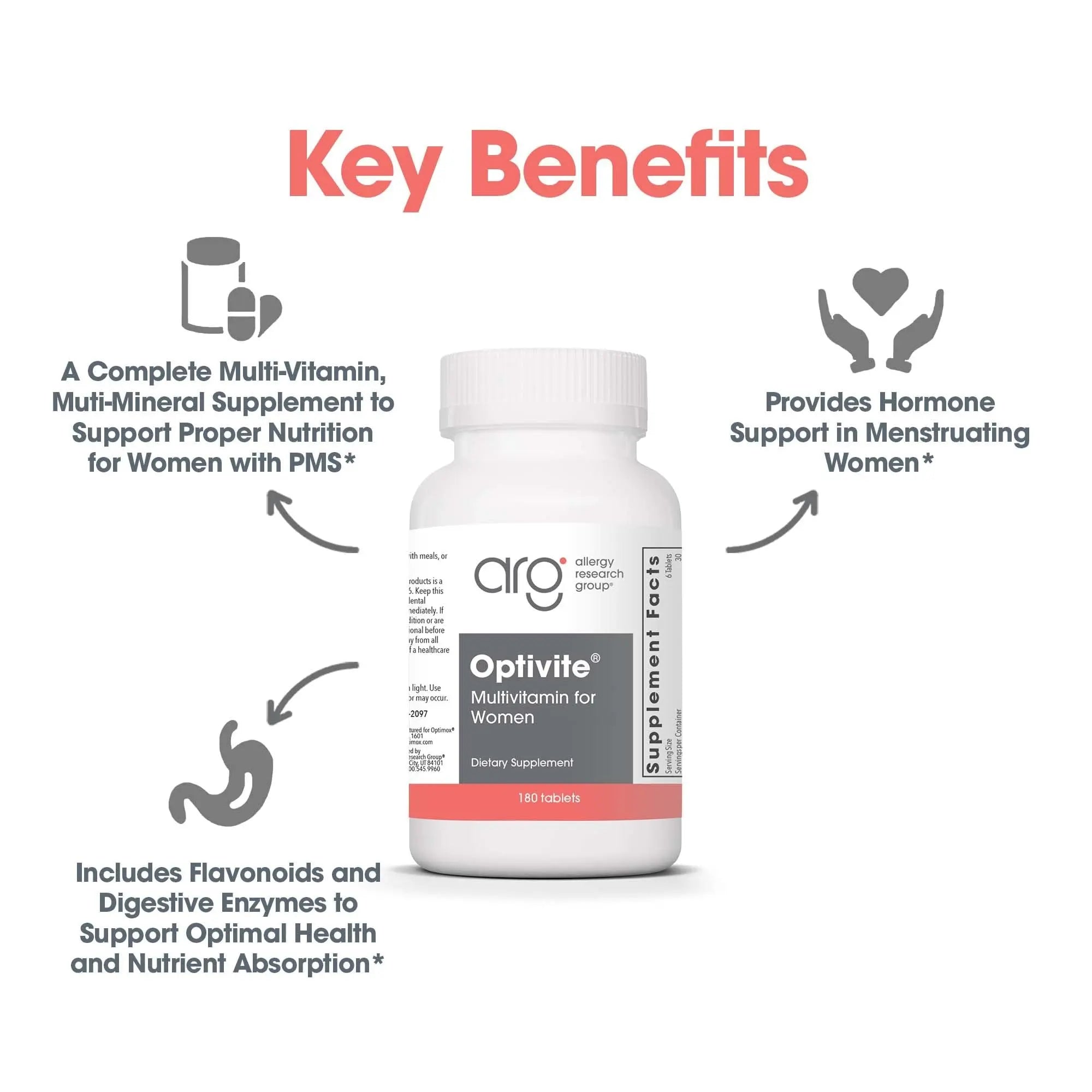 Optimox Optivite - PMS Support Supplement for Women, Period Multivitamin for Hormone Balance with Vitamin B6 & Iron, Hormone Support Vitamin - 180 Tablets Optimox uk supplements