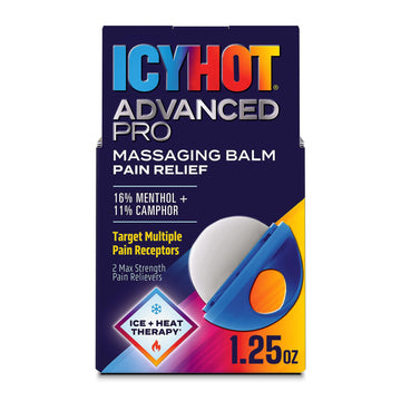 Icy Hot Advanced PRO Pain Relief Massaging Balm, Fast-Acting Max Strength Pain Relief With Menthol 16% and Camphor 11% for Backaches, Joints, Muscle Strains and Arthritis, Essential Oil Scent, 1.25 oz Icy Hot uk supplements