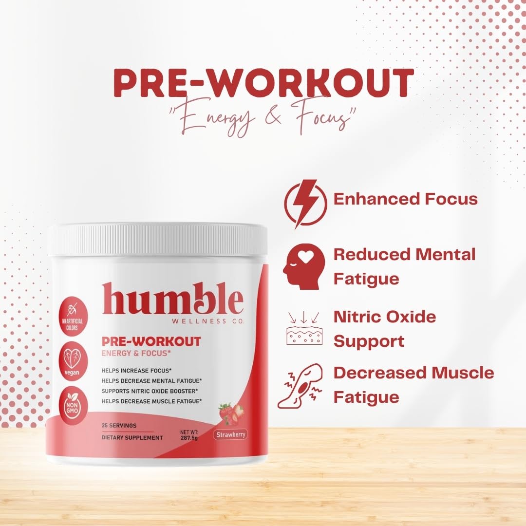 Humble Wellness Pre-Workout: Increase Focus, Decrease Mental Fatigue, Supports Nitric Humble Wellness uk supplements