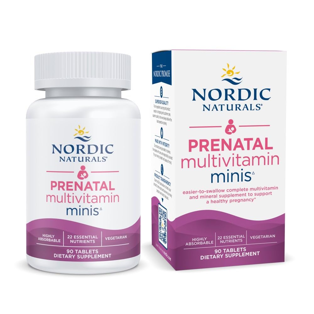 Nordic Naturals Vegetarian Prenatal Multivitamin Minis - 90 Easy to Swallow Tablets - Highly Absorbable Multivitamin and Mineral Supplement to Support Pregnancy - Non-GMO, 30 Servings Nordic Naturals uk supplements