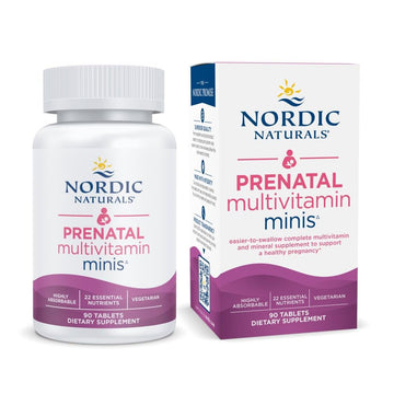 Nordic Naturals Vegetarian Prenatal Multivitamin Minis - 90 Easy to Swallow Tablets - Highly Absorbable Multivitamin and Mineral Supplement to Support Pregnancy - Non-GMO, 30 Servings Nordic Naturals uk supplements