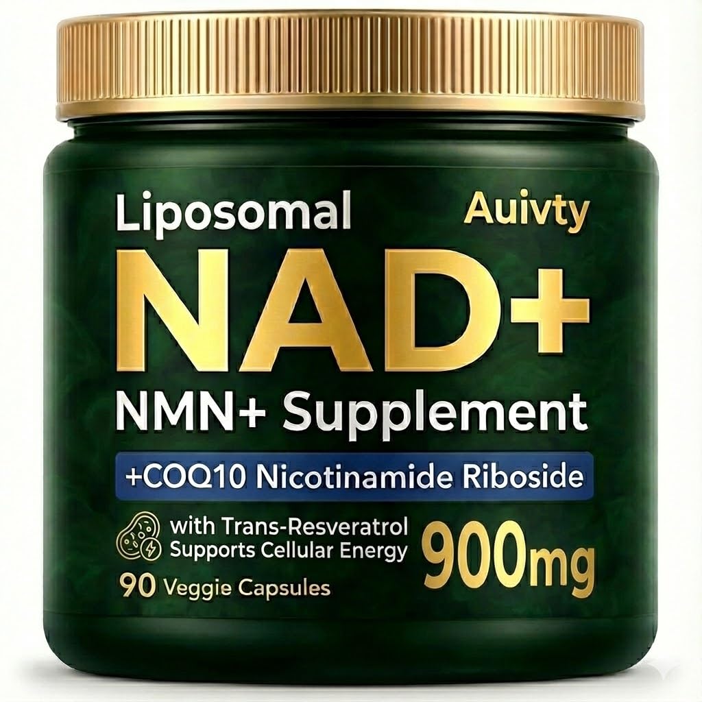 Auivty Liposomal NAD+ NMN Supplement with COQ10, Nicotinamide Riboside, Trans-Resveratrol, 900mg, 90 Veggie Capsules Auivty uk supplements