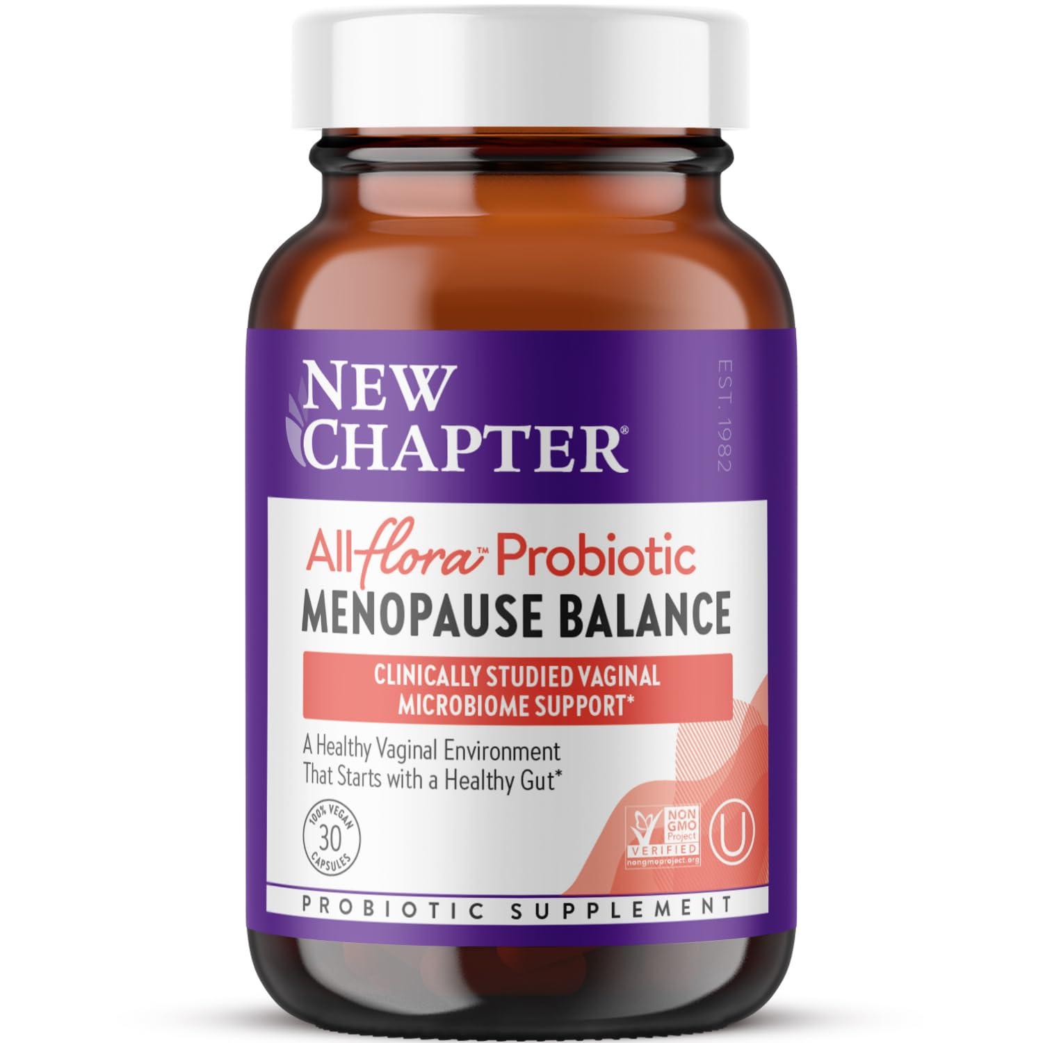 New Chapter All-Flora Probiotic Menopause Balance, Ultra-Concentrated Probiotics for Women with Black Cohosh for Menopause Hot Flashes, 100% Vegan, 30 Vegan Capsules New Chapter uk supplements