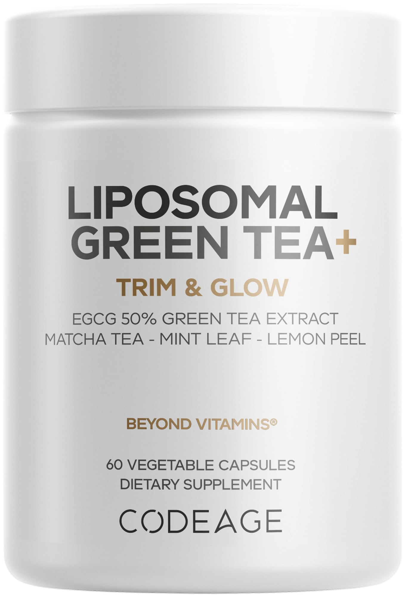Codeage Liposomal Green Tea+ EGCG 50% Green Tea Extract, Organic Matcha Green Powder, Peppermint Leaf, Lemon Peel, Liposomal Delivery - Vegan Pils Supplement - Non-GMO - 60 Capsules Codeage uk supplements