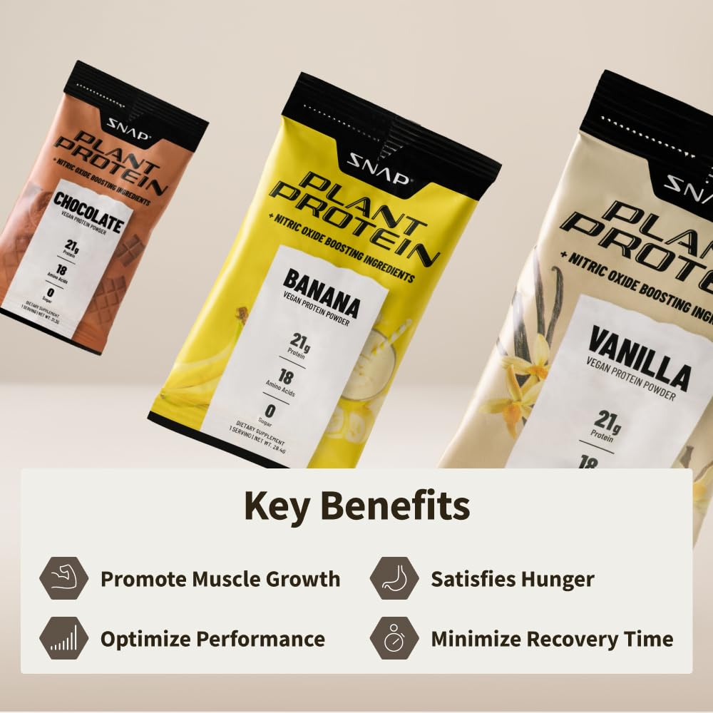 Snap Supplements 100% Plant Based Protein Powder Stick Packs with Nitric Oxide Booster Snap Supplements uk supplements