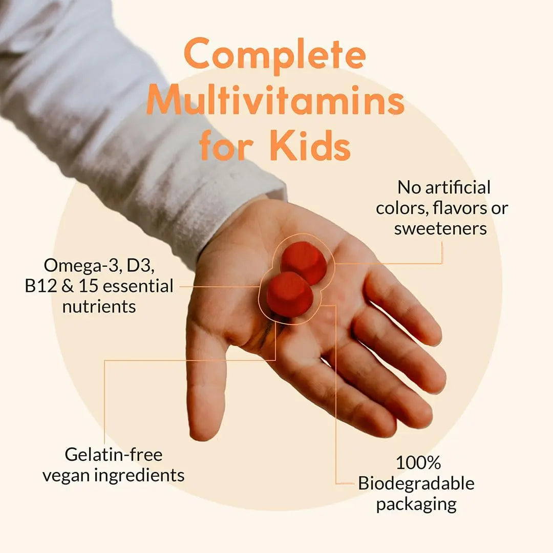 Terraseed Complete Kids Multivitamin Gummies - with Omega 3,6,9, Vitamin B12, Folic Acid, Iodine, Vitamin C, Zinc - Kids Daily Essential Vitamins Terraseed uk supplements