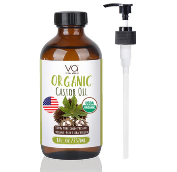 VITAL AFFAIR Castor Oil Organic Cold Pressed Unrefined Glass Bottle- USDA Certified Organic Castor Oil VITAL AFFAIR uk supplements