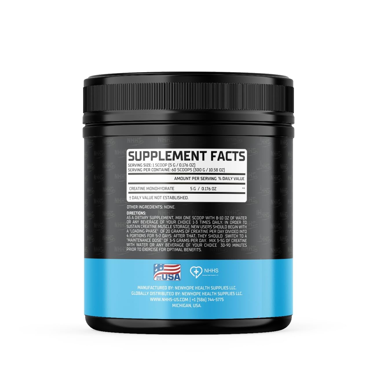 NHHS Micronized Creatine Monohydrate – Supports Strength & Muscle Performance | Ultra-Pure, Unflavored, 60 Servings, 300 Grams – Made in USA, Gluten-Free, Non-GMO NHHS uk supplements