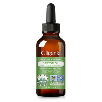 Cliganic Organic Castor Oil, 100% Pure (1oz with Eyelash Kit) - For Eyelashes, Eyebrows, Hair & Skin Cliganic uk supplements