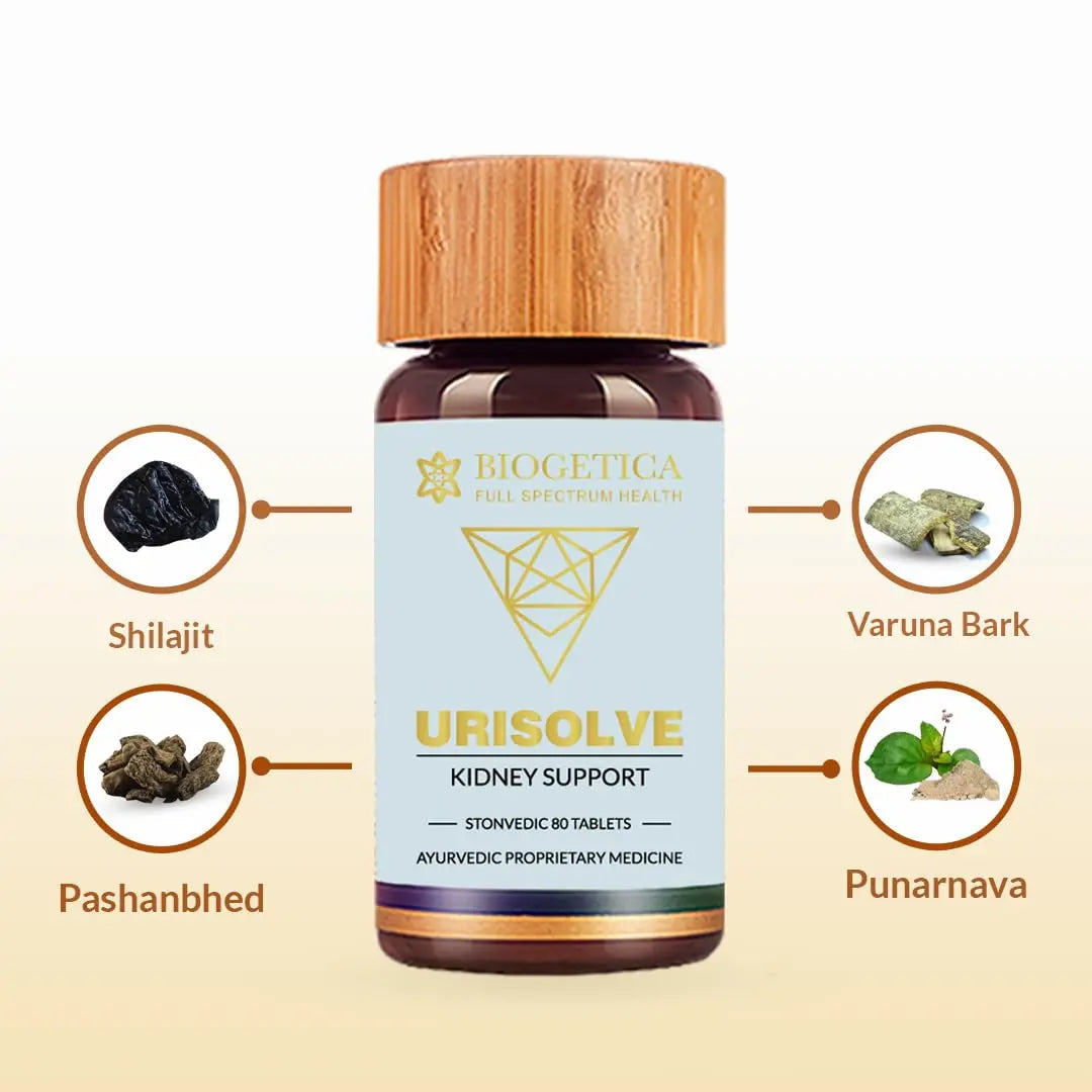 Biogetica Urisolve Kidney Care Herbal Supplement with Asparagus Racemosus & Terminalia Chebula for Optimal Urinary System Support - Non-GMO - 100% Vegan Ayurveda Supplement - 80 Tablets Biogetica uk supplements