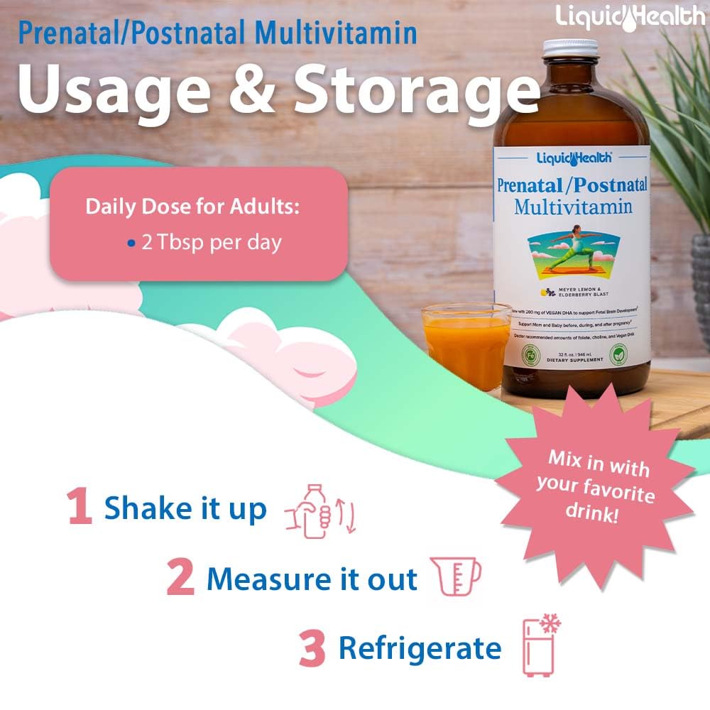 LIQUIDHEALTH Prenatal/Postnatal Multiple Liquid Women's Multivitamin with Real Folate LIQUIDHEALTH uk supplements