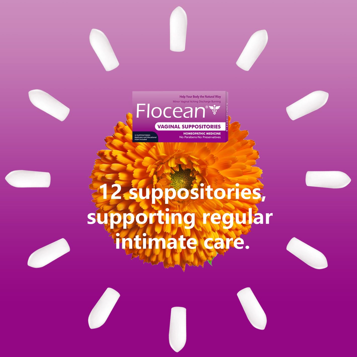 Calendula Vaginal Suppositories for Women - Herbal Alternative to Boric Acid Suppositories, Supports pH Balance, Odor Control & Itching Relief, Paraben-Free & Preservative-Free, 12 Count ciwoll uk supplements