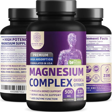 N1N Premium Magnesium Complex - High Absorption Magnesium Supplement for Women and Men to Support Regularity and Bone Health- 120 Veggie Capsules Number One Nutrition uk supplements