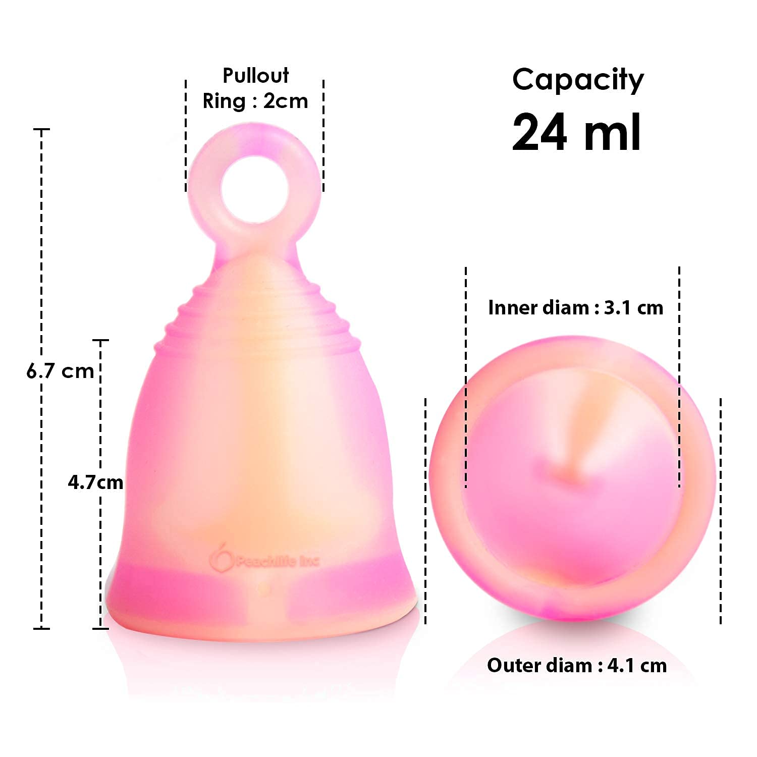 Peachlife Boric Acid Suppositories and Small Soft Menstrual Cup with Ring Pull Peachlife uk supplements