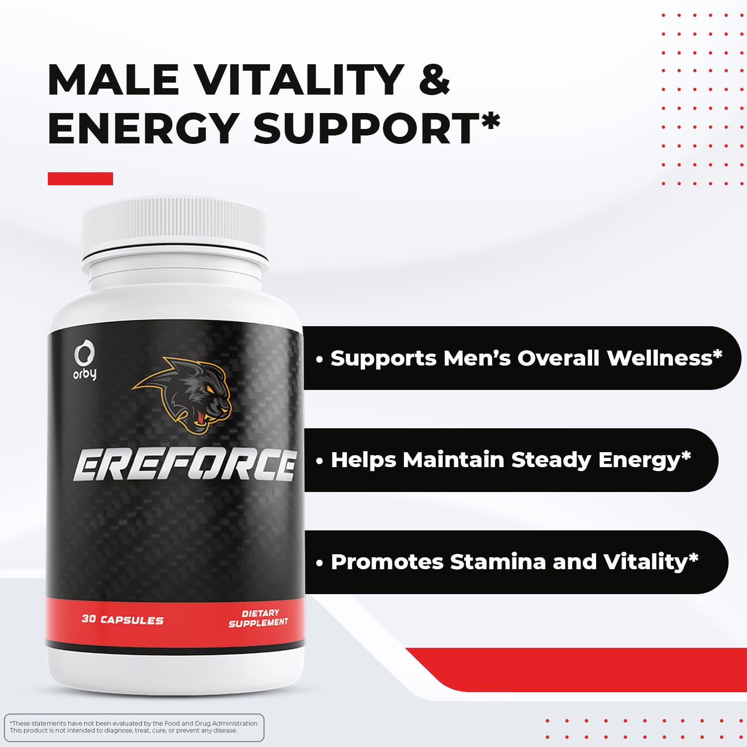 Orby EreForce – Natural Daily Wellness Supplement with L-Citrulline, L-Carnitine & Maca Root – 100% Natural, Non-GMO, GMP Certified, Made in USA – 30 Capsules, 1 Month Supply Orby uk supplements
