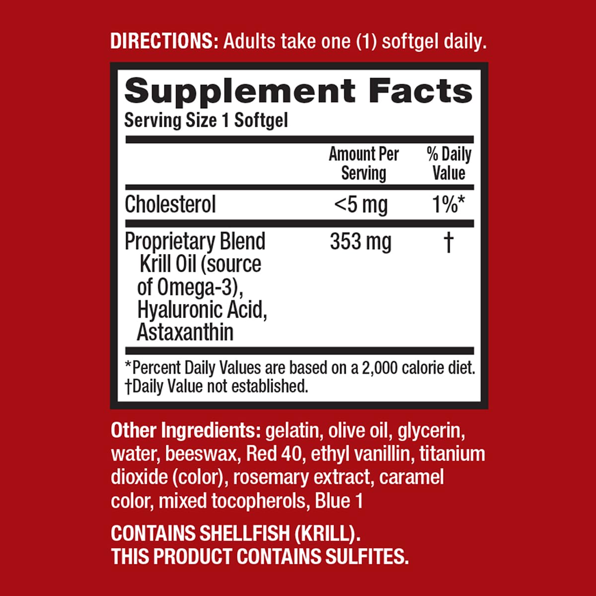 Omega-3 Krill Oil and Joint Supplement - Megared Joint Care 60 softgels - EPA/DHA fatty acids, Antioxidants, Hyaluronic acid, No fishy burp aftertaste as with Fish Oil MegaRed uk supplements