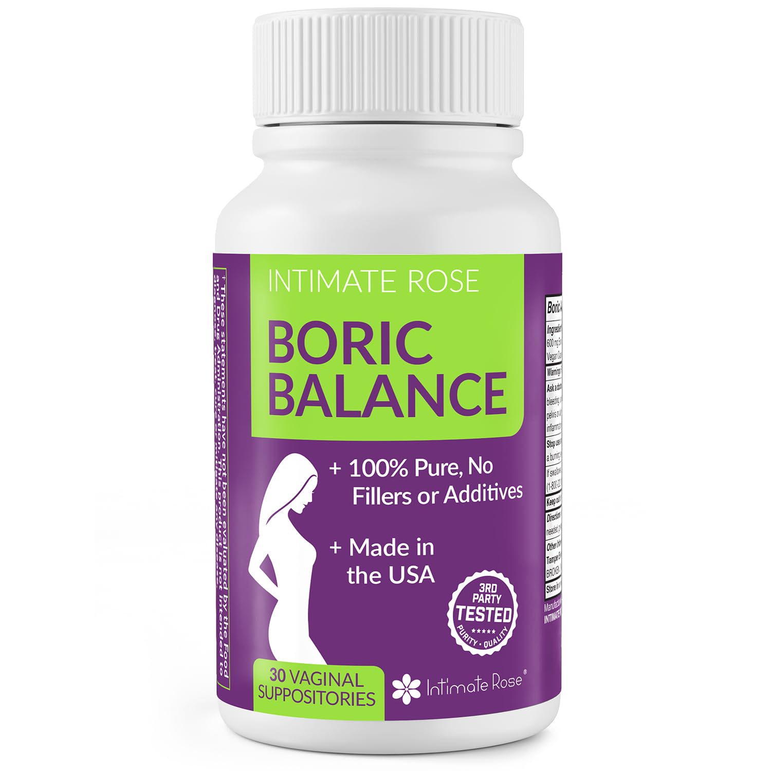 Intimate Rose Boric Acid Vaginal Suppositories, 30 Count for Feminine Deodorizing & Freshness - Vegan Capsules Intimate Rose uk supplements