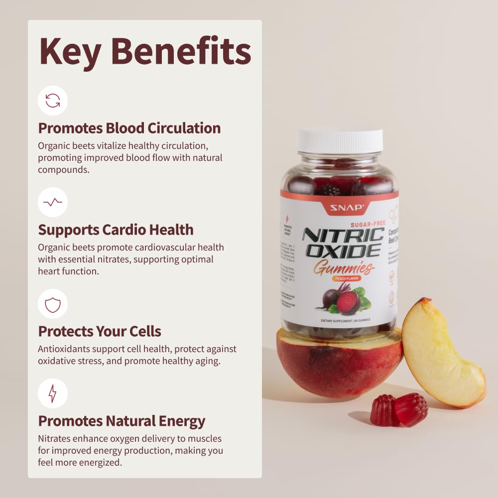 Snap Supplements Nitric Oxide Beet Root Gummies - Support Healthy Blood Circulation Snap Supplements uk supplements