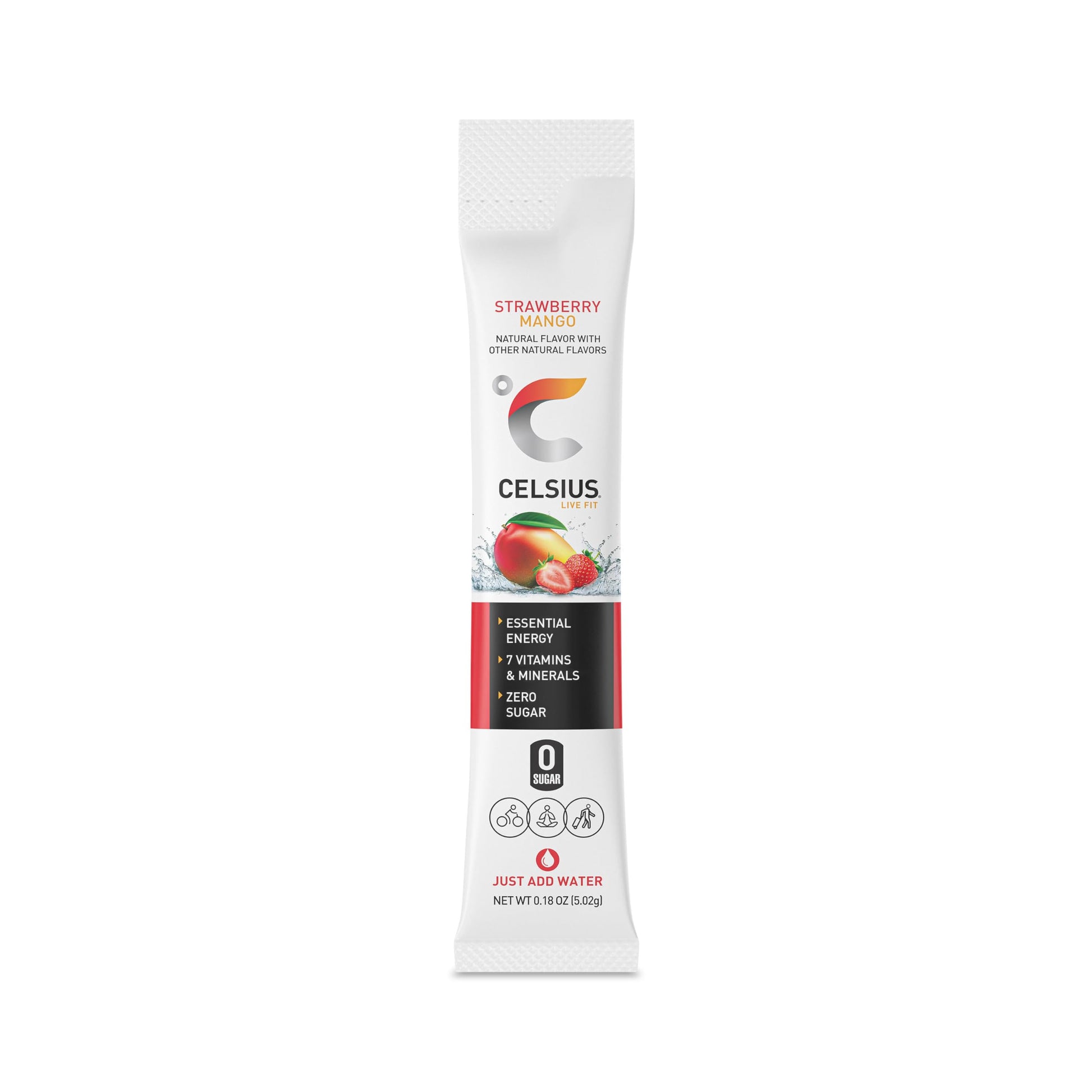 CELSIUS On-the-Go Powder Sticks Strawberry Mango, Essential Energy 14 Sticks per Pack CELSIUS uk supplements