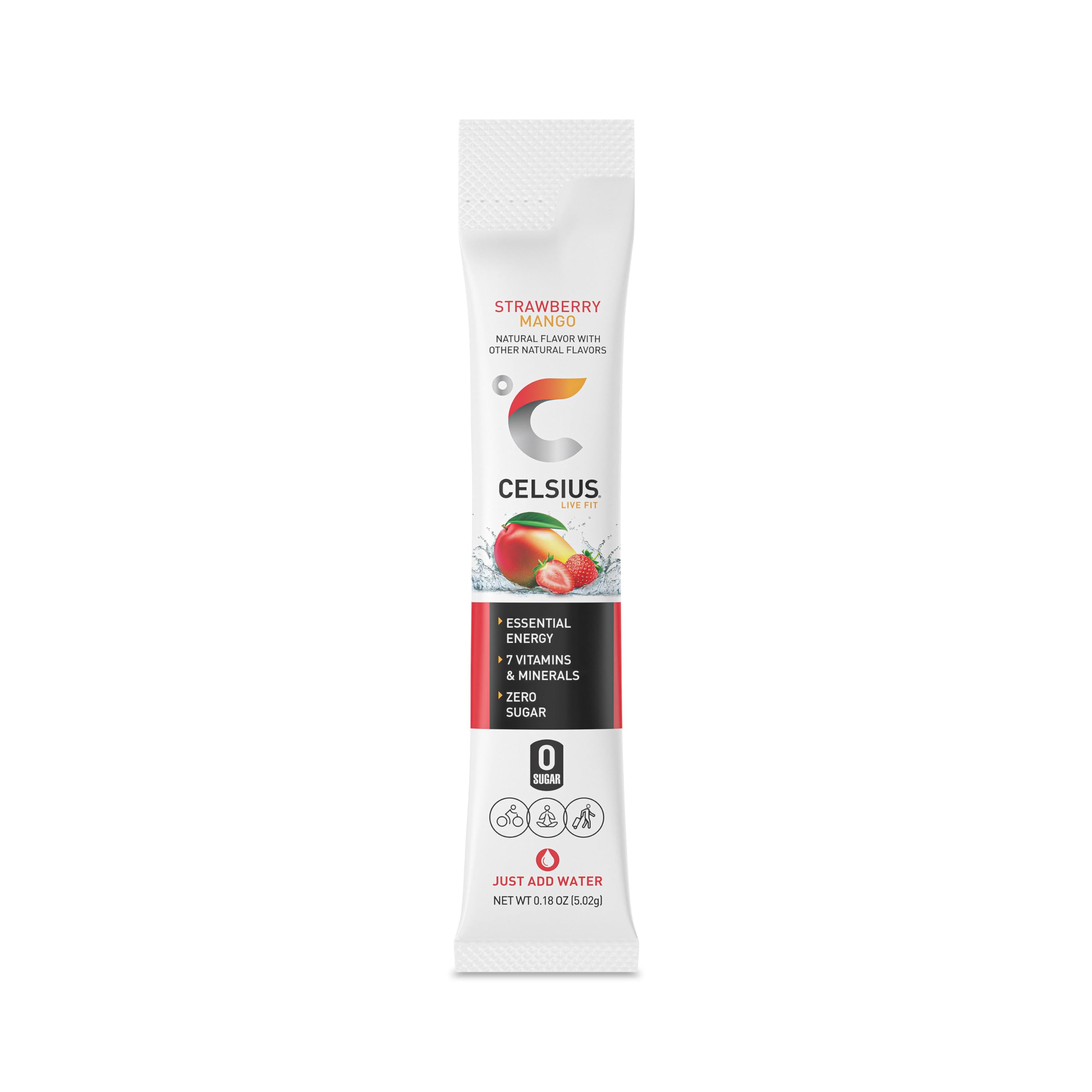 CELSIUS On-the-Go Powder Sticks Strawberry Mango, Essential Energy 14 Sticks per Pack CELSIUS uk supplements