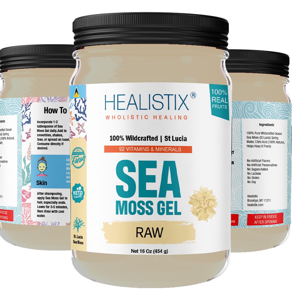 Healistix Irish Sea Moss Gel- St Lucia Wildcrafted Seamoss Gel, Packed with 92 Vitamins HX HEALISTIX uk supplements