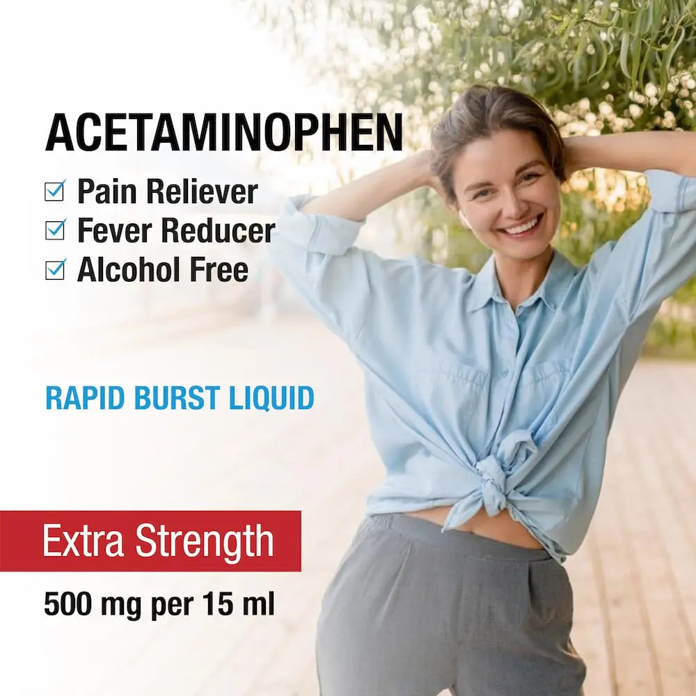 Puregen Labs Adult Extra Strength Acetaminophen Liquid 500mg/15ml - 8 fl oz Rapid Burst Pain Reliever/Fever Reducer, Cherry Flavor | Muscle & Joint Pain Relief | Arthritis Pain Relief P Puregen Labs uk supplements