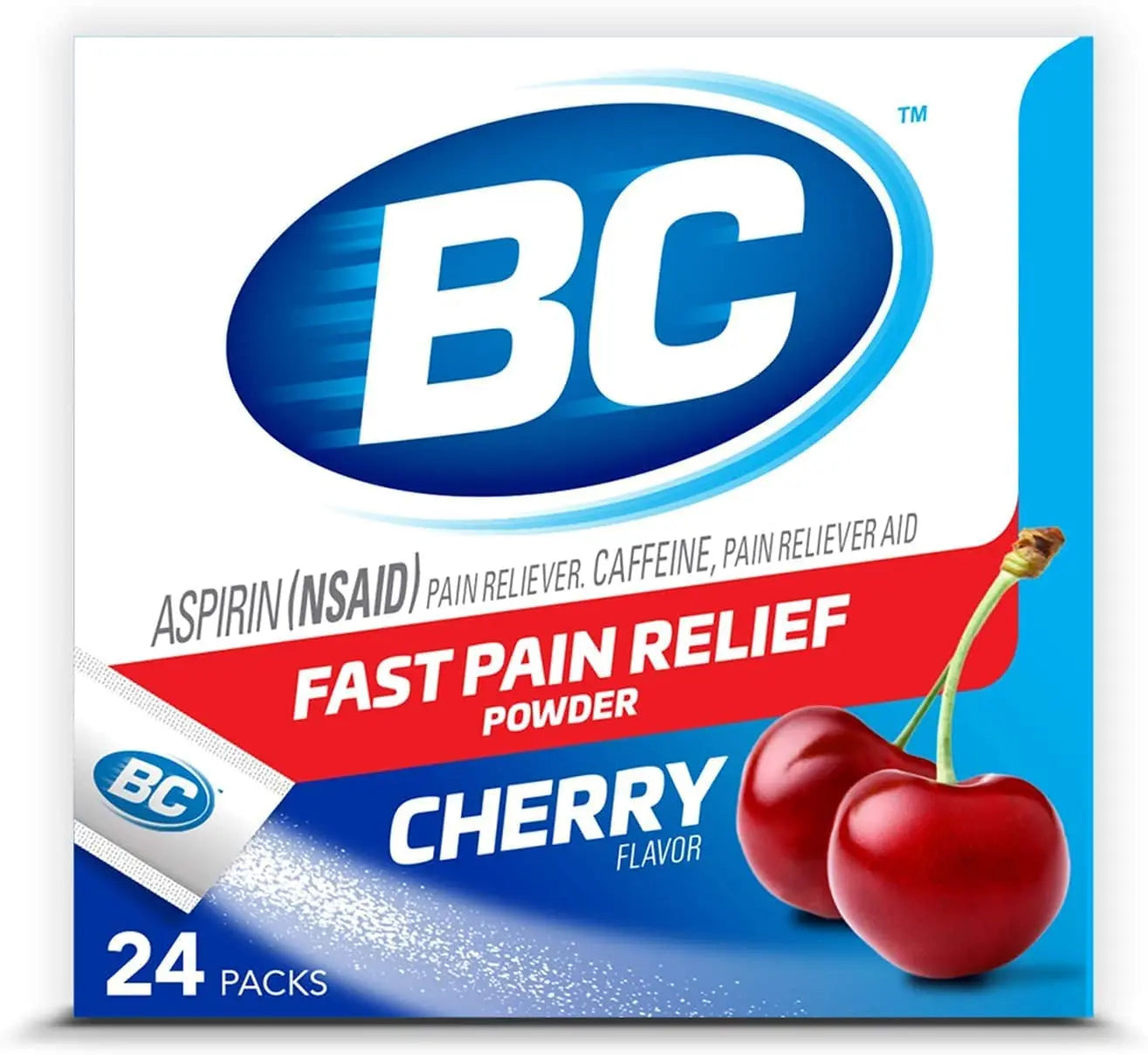 BC Powder Pain Reliever, Cherry Flavor Aspirin Dissolve Packs, 24 Count Powder Packets (6 Pack) BC uk supplements