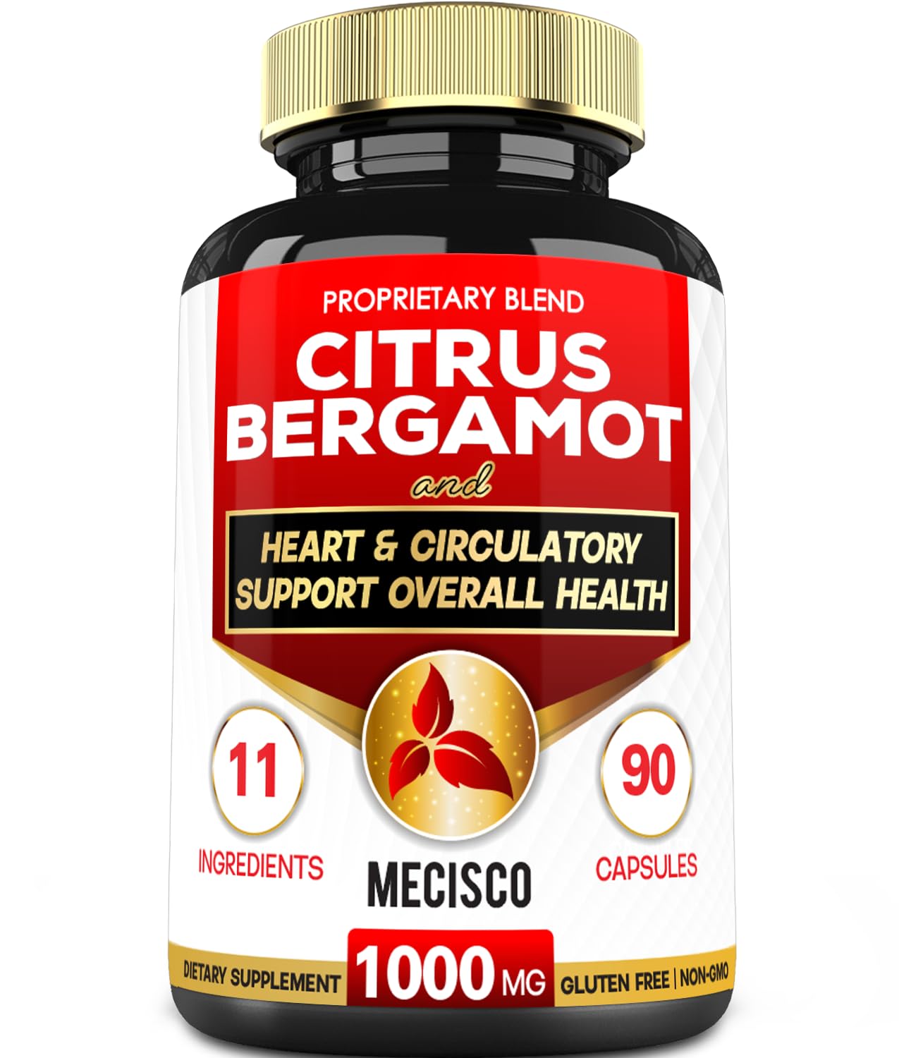 Mecisco 11 in 1 Citrus Bergamot Supplement 1000mg with Black Chokeberry, Berberine HCl & More - 90 Capsules - Supports Heart Health, Immune System, Energy Production Mecisco uk supplements