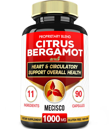 Mecisco 11 in 1 Citrus Bergamot Supplement 1000mg with Black Chokeberry, Berberine HCl & More - 90 Capsules - Supports Heart Health, Immune System, Energy Production Mecisco uk supplements