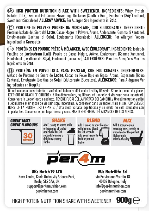 Per4m ISOLATE Zero | 30 Servings of High Protein Isolate Shake with Amino Acids per4m uk supplements