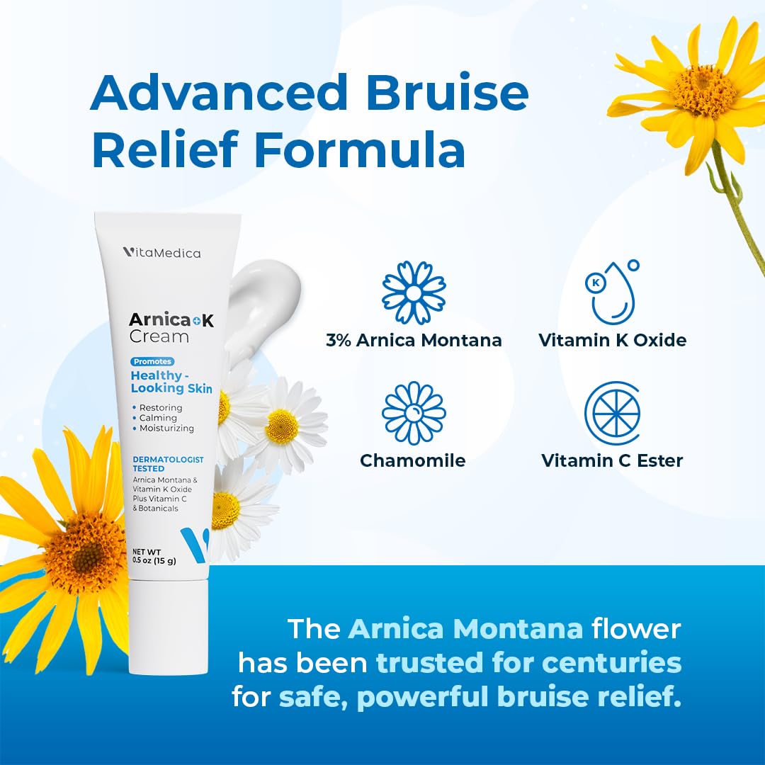 VitaMedica Arnica + Vitamin K Bruise Recovery Cream for Face & Under-Eye, Sensitive-Skin Formula, Post-Procedure Support, 0.5 oz VitaMedica uk supplements