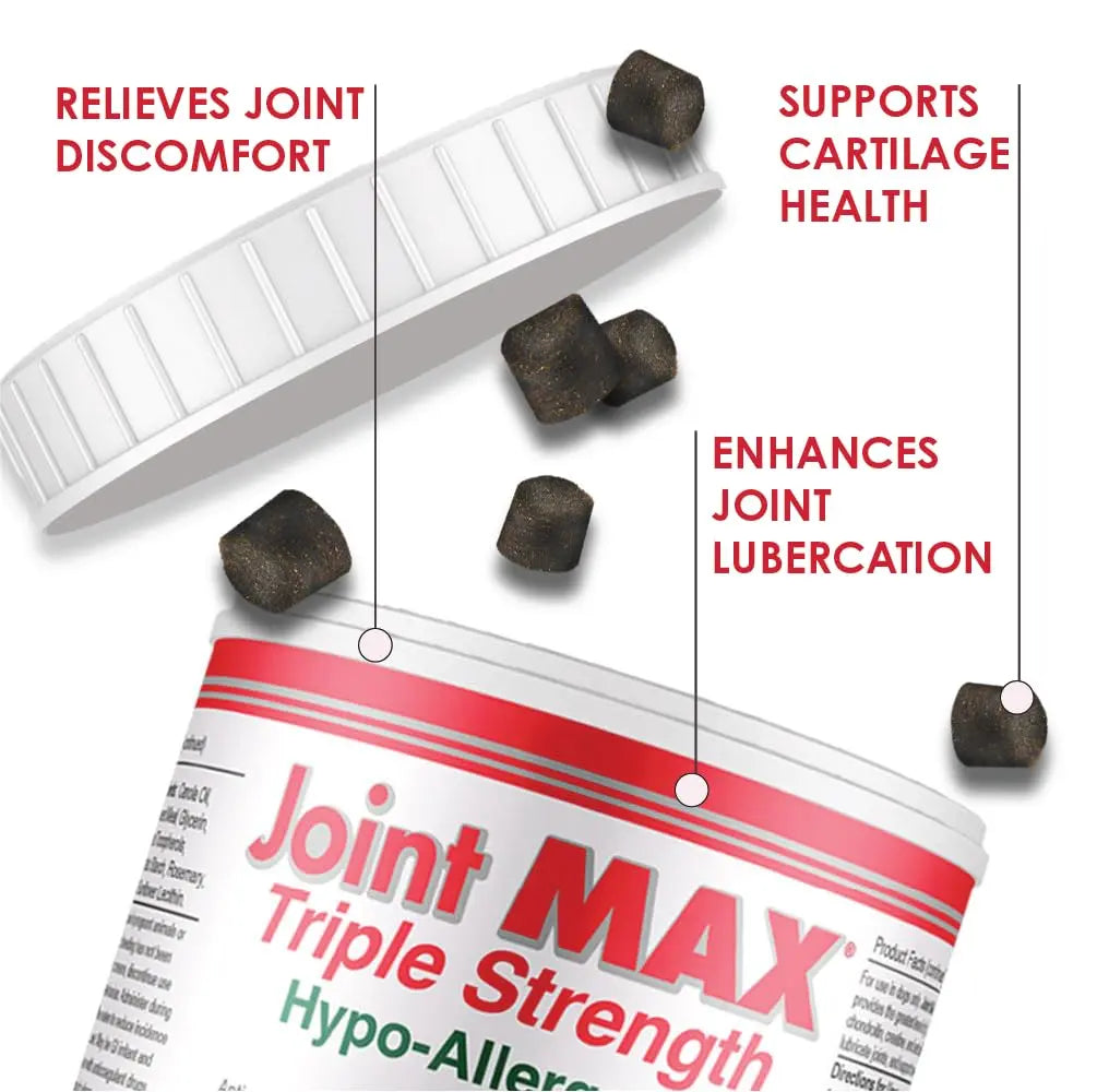 Joint MAX Triple Strength Hypo-Allergenic Soft Chews for Dogs - Hip and Joint Support Supplement with Glucosamine, Chondroitin, & MSM - Made in The USA - 120 Soft Chews Joint Max uk supplements