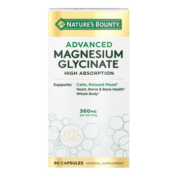 Nature's Bounty Calm Magnesium Glycinate Supplement - High Absorption Magnesium for Relaxed Mood, Heart & Bone Health, 90 Capsules Nature's Bounty uk supplements