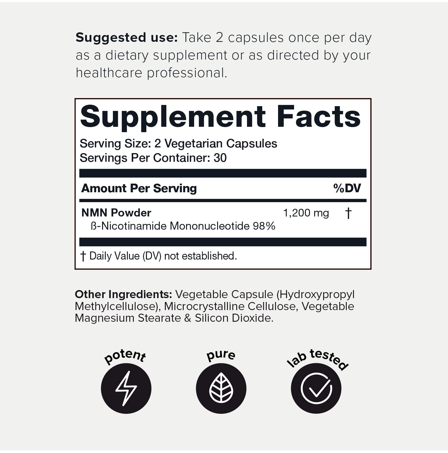Toniiq NMN Supplement 1200mg - Third Party Tested Stabilized Capsules - 98% Highly Purified for NAD + - 60 Capsules Nicotinamide Mononucleotide Booster Supplement Toniiq uk supplements
