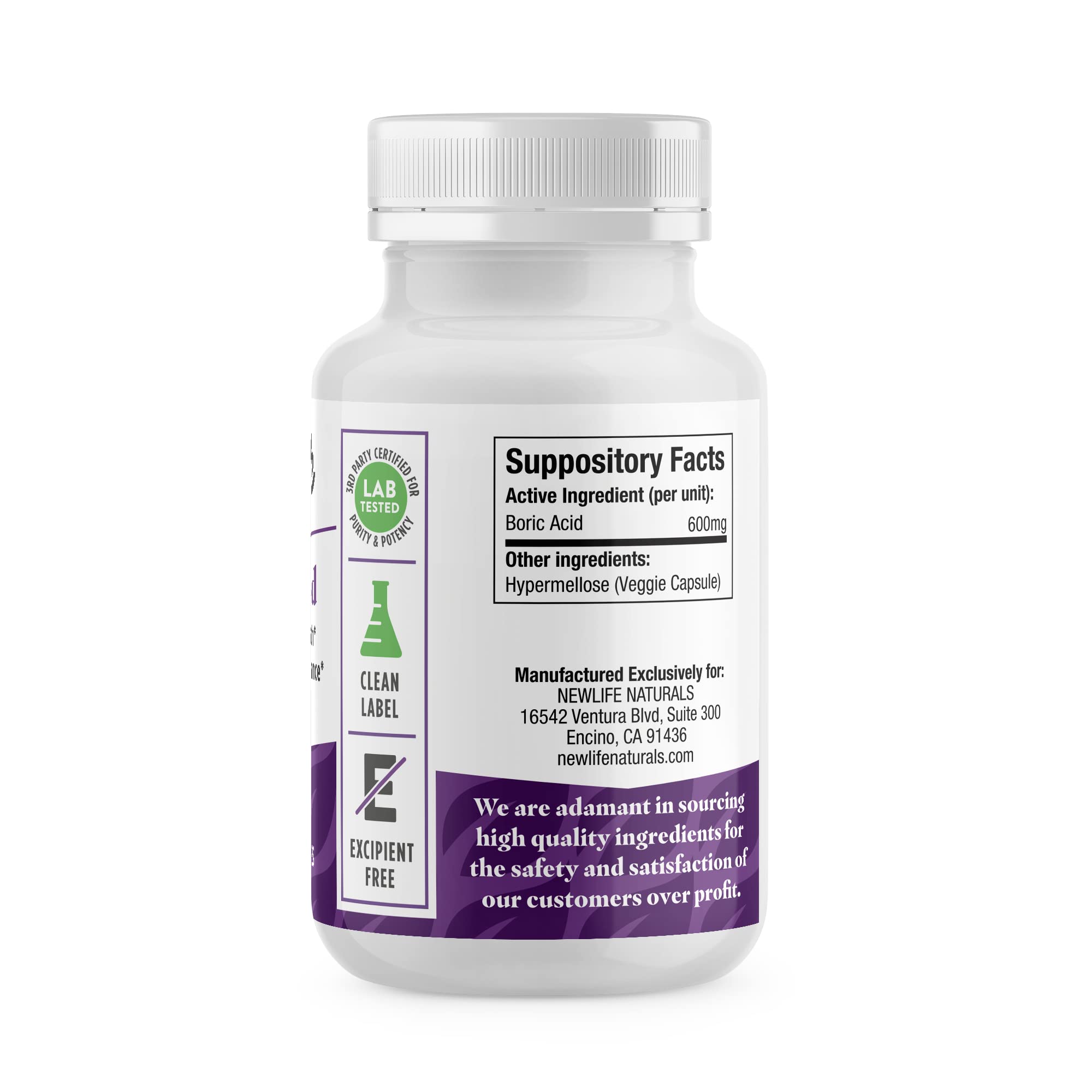 NewLife Naturals Boric Acid Vaginal Suppositories 600mg (60 Pack) with 28 Applicators - for pH Balance NewLife Naturals uk supplements