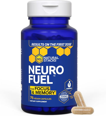 NATURAL STACKS Original NeuroFuel Nootropic Brain Support Supplement - 750mg L-Carnitine & 500mg L-Phenylalanine - Brain Supplement for Memory and Focus* - 75 Focus Pills NATURAL STACKS uk supplements