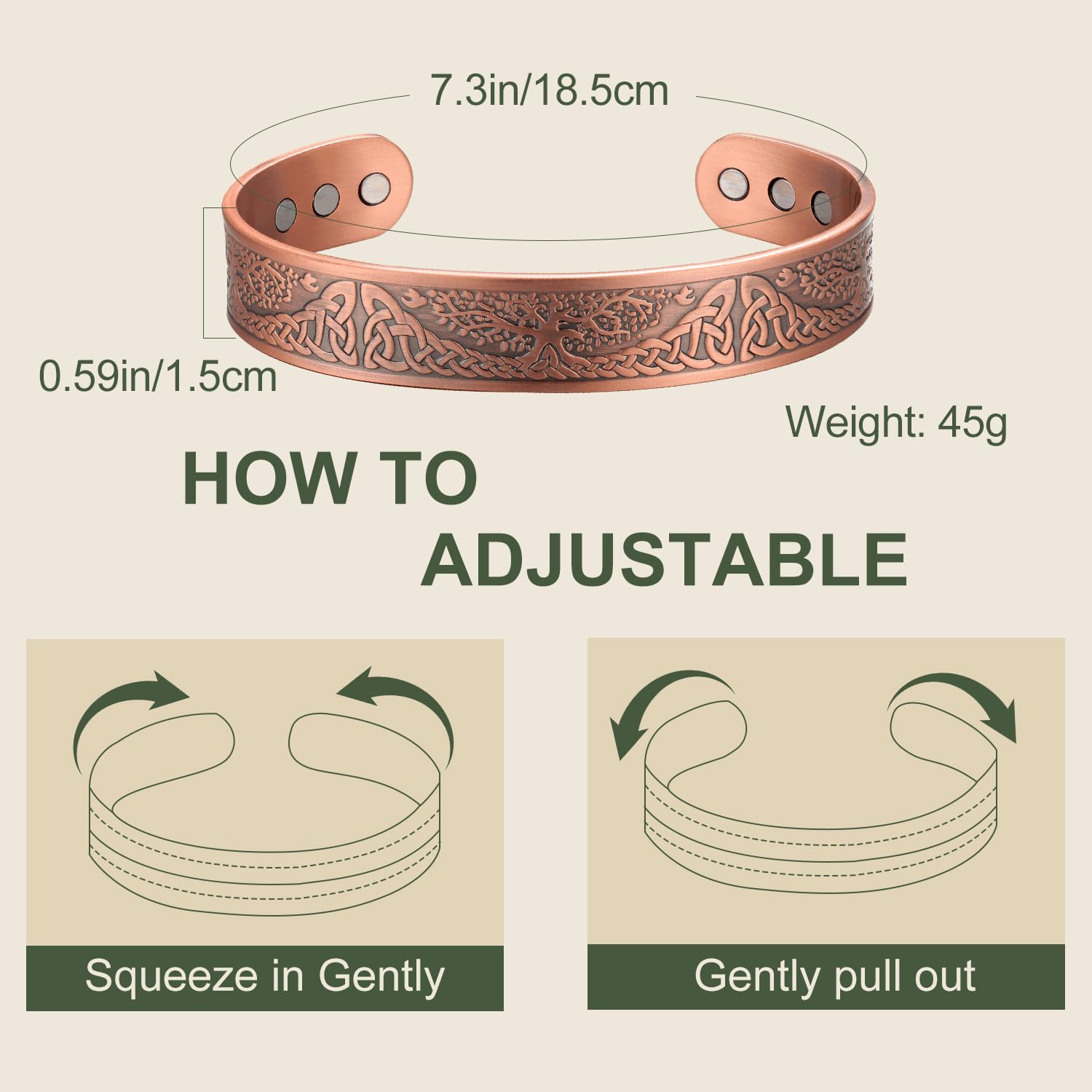 MagEnergy Magnetic Copper Bracelet for Men Life of Tree, 99.99% Pure Copper Bangle MagEnergy uk supplements