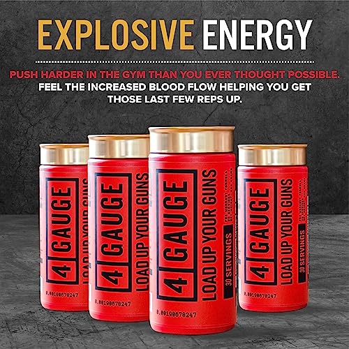 4 Gauge Natural Preworkout Without The Jitters | 30 Servings | Nitric Oxide Booster 4 Gauge uk supplements