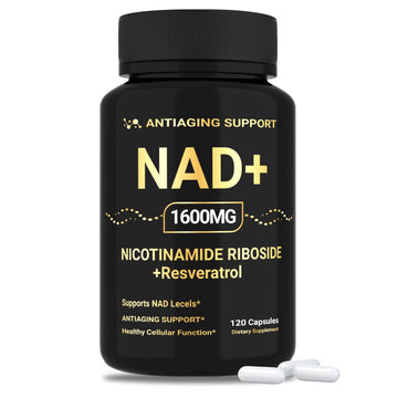 NAD Supplement 1600mg, NAD+ with Resveratrol & Nicotinamide Riboside, Anti-Aging Support, Cellular Energy & Mental Clarity Support, Vegan Non-GMO, 120 Capsules ANTIAGING SUPPORT uk supplements